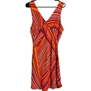 Wild Fable 70’s Style Orange/Multi Color Sleeveless V-Neck Sundress Size L